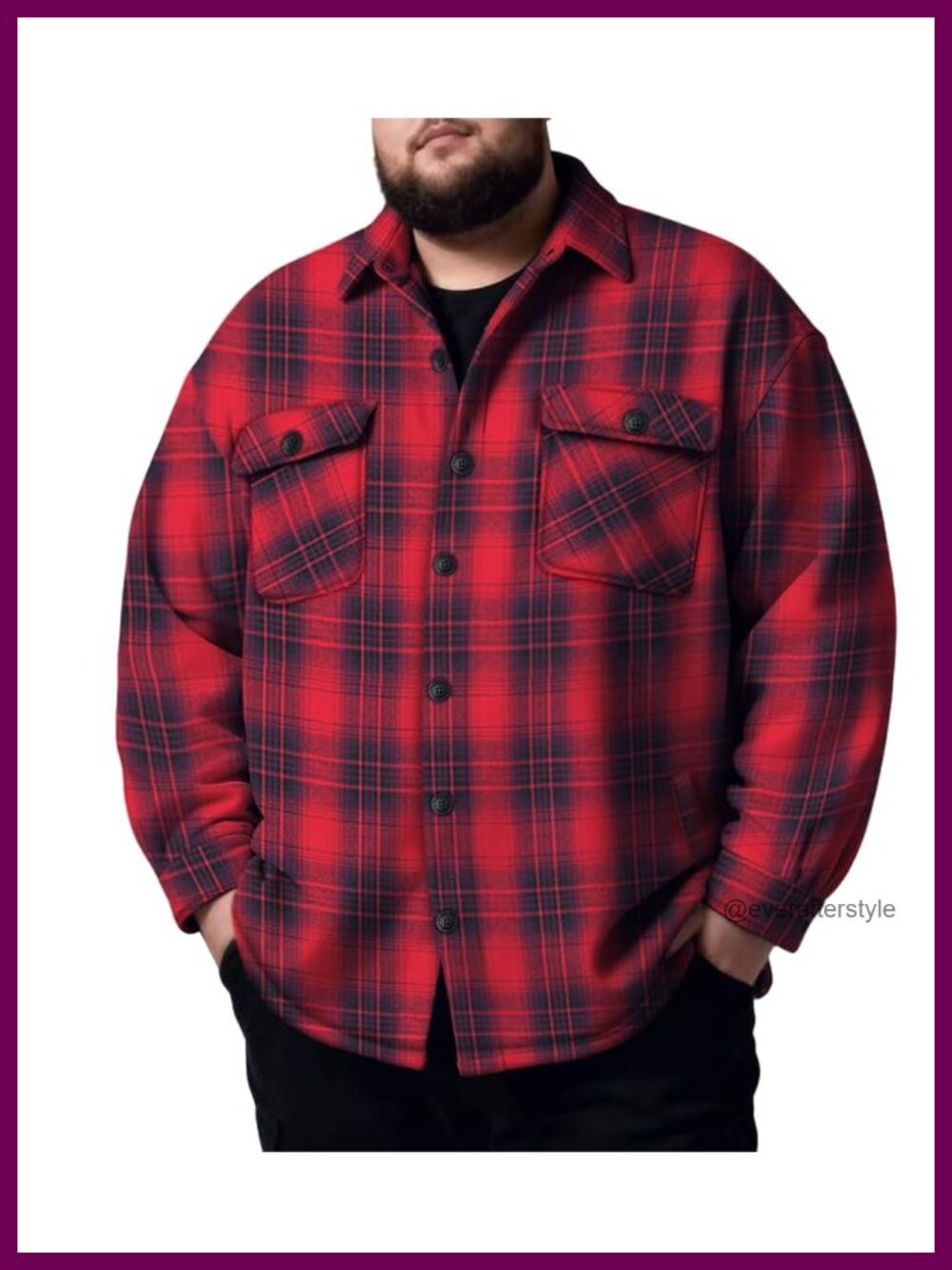 Big and Tall Men's Sherpa Fleece Lined Plaid Flannel Shirt Jacket Coat